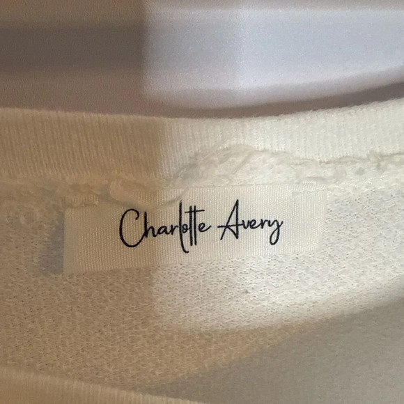 Charlotte Avery Womens Oversized Med T Shirt White Boxy Baggy Raw Hem Basic - Picture 5 of 7